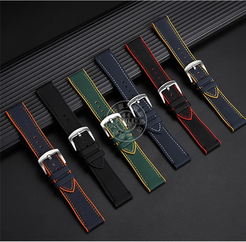 Для IWC Pilot Mark 18 Portugal Omega Tissot Citizen Longines Mido нейлоновый резиновый нижний ремешок для часов мужской ремешок для часов 20 мм 22 мм 24 мм