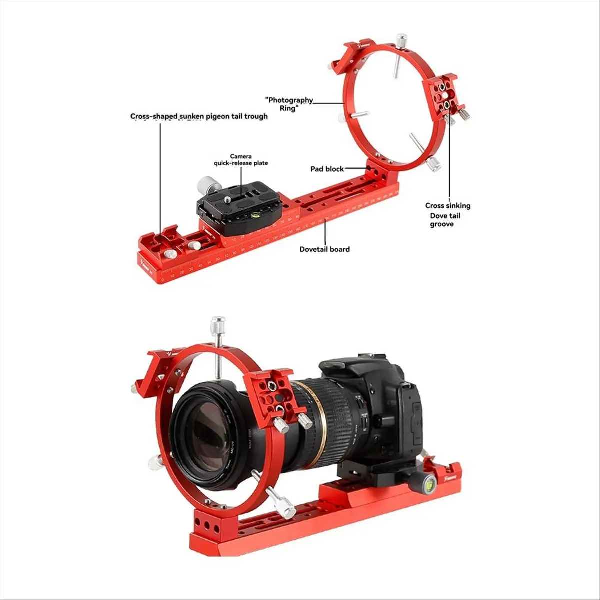 A72U Angeleyes Narrow Orbit Dovetail Plate with Scale Astronomical Telescope Guide Rail Guide Star Instrument Accessories 100mm
