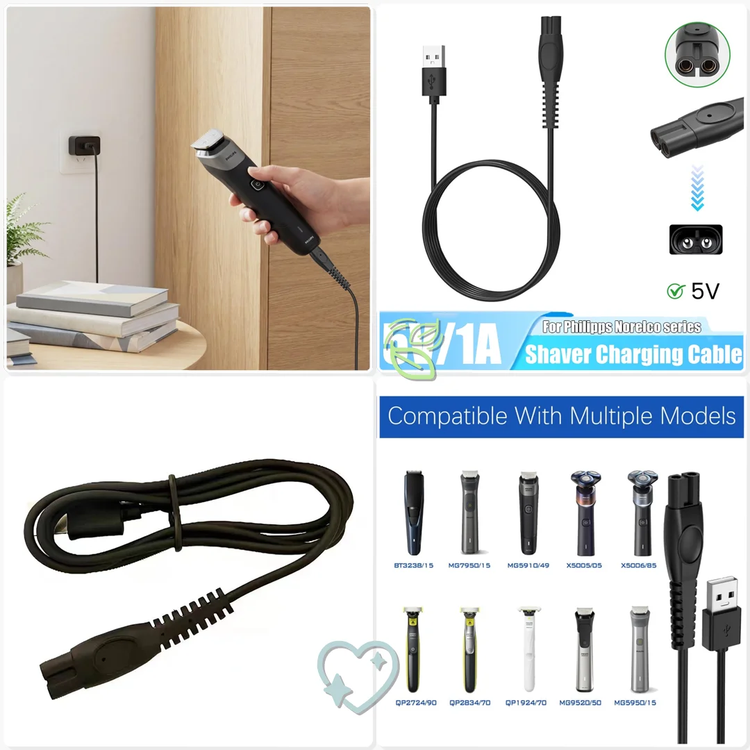 5V USB Charger Cable for Philips Shaver Cord One Blade Gym Locker Room Emergency Power Up Quick Charge