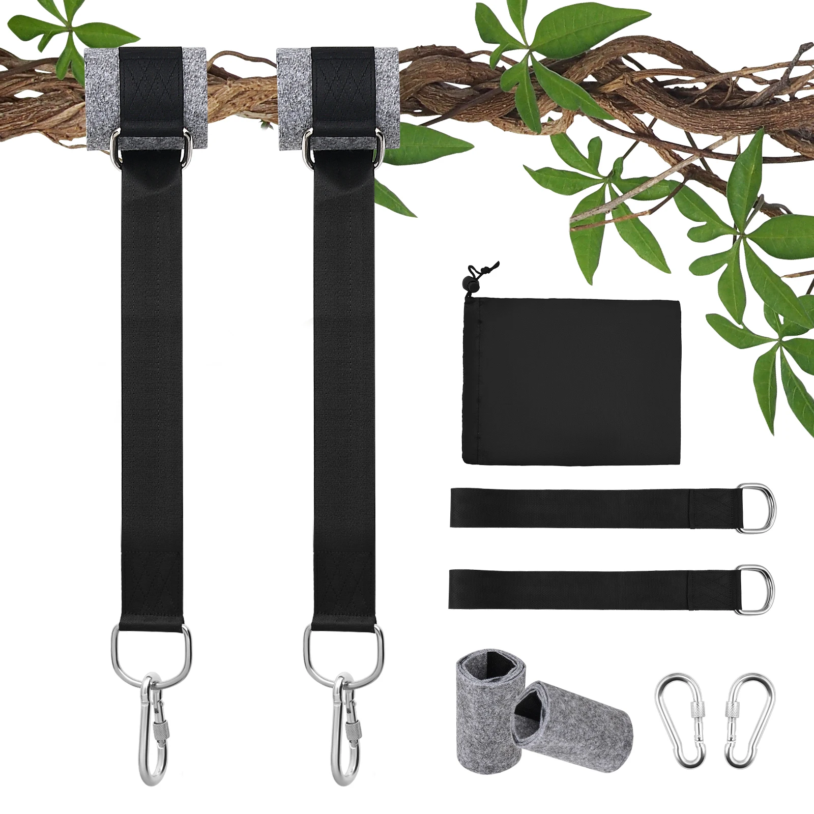 Tree Swing Straps Swing Straps Hanging Kit  Hammock chair hanging kit Hammock tree Straps, Max2200LB for Tree Swings and Hammock