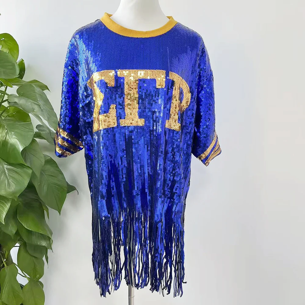 Sigma Gamma RHO Sassy Sequin Fringe T-shirt