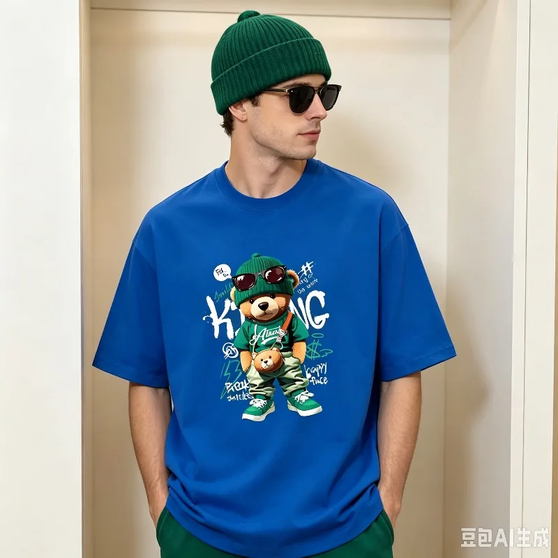 Tokyo Crane Mount Fuji Wave Back Print Men T‑Shirt,100% Cotton,Vintage Japanese Graphic Tee,Streetwear Casual Holiday Daily Top