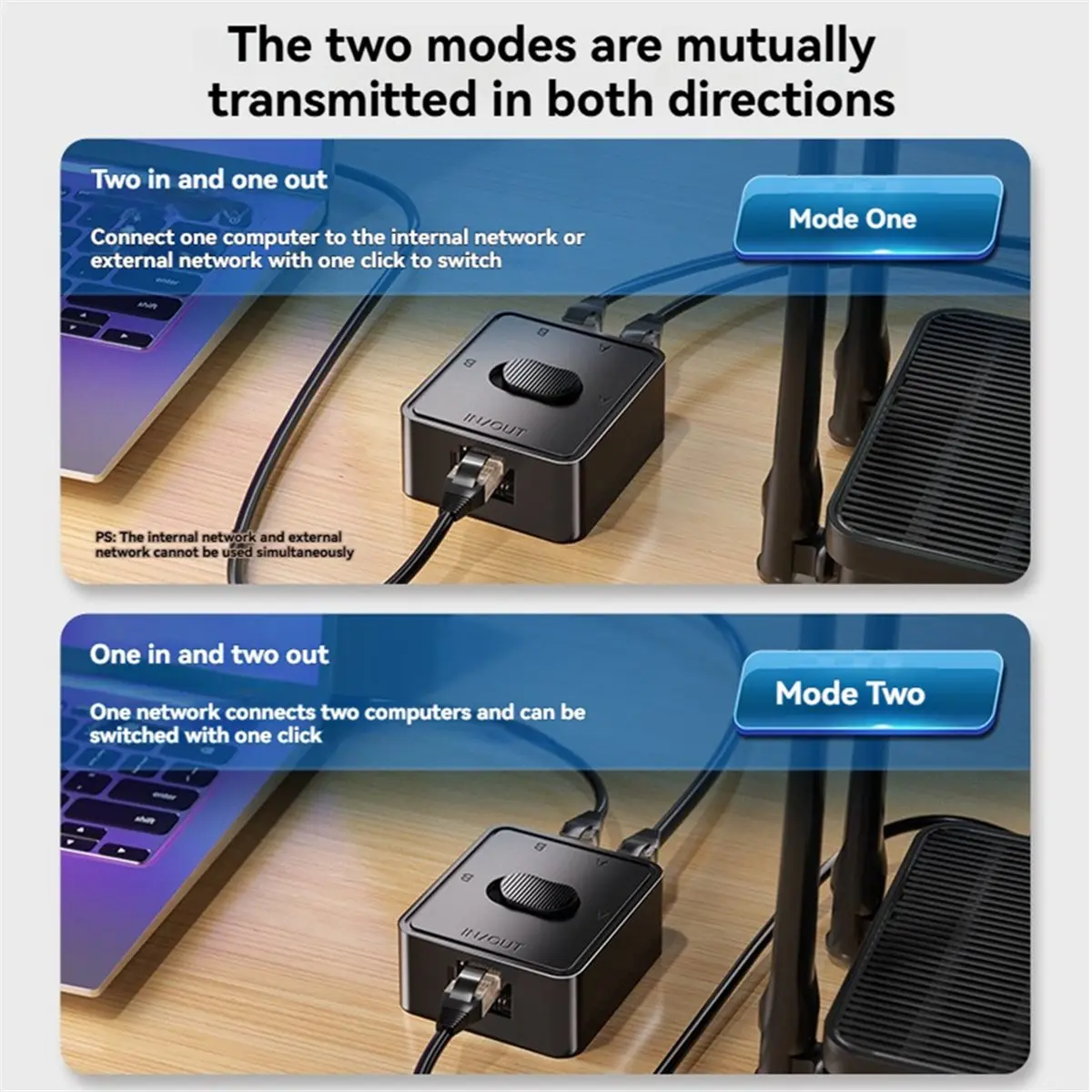 5G/2.5G/1G Gigabit Network Switch RJ45 LAN 2 in 1 Out Internal External Network Switcher Splitter Power Free