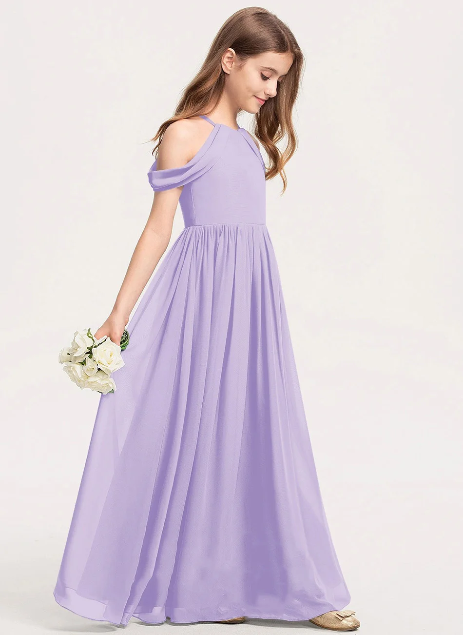 Chiffon Halterneck Off-Shoulder Children's Dress, Piano Performance Dress, Wedding Flower Girl Dress, Party Host Princess Dress