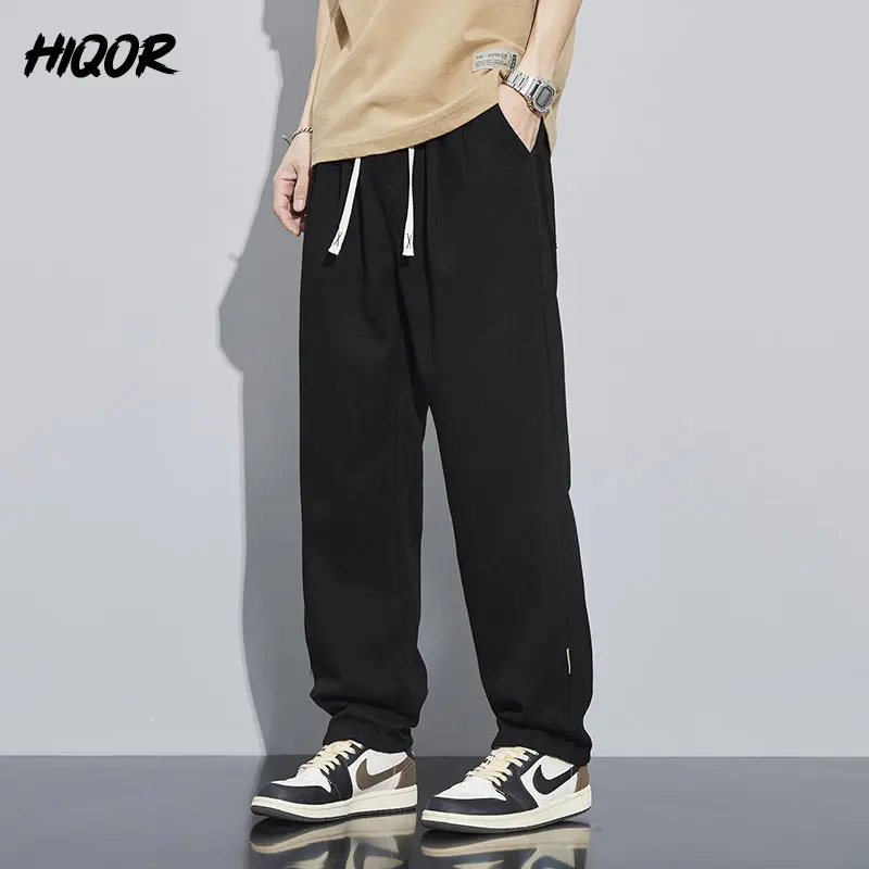 HIQOR 2023 Brand 100% Cotton Lightweight Sweatpants Man Patchwork Casual Long Sweat Pants Men\'s Jogger Trousers Dark Light Green