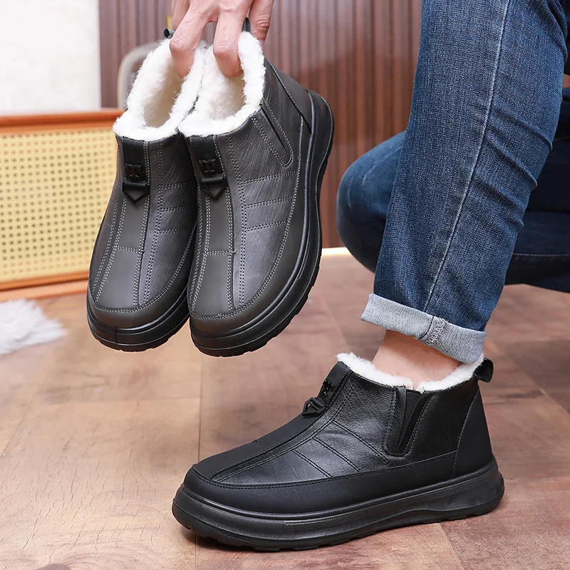 أحذية رجالية قطنية جديدة لشتاء 2025 مضادة للانزلاق ونعل خارجي متين مريح عازل بارد ودافئ شحن مجاني للرجال