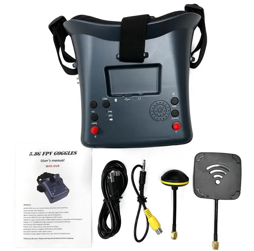 

EV800D 5.8G 40CH 5 Inch/4.3Inch 800*480 Video Headset HD DVR Diversity FPV Goggles With Battery For RC Model FPV Racing Drone