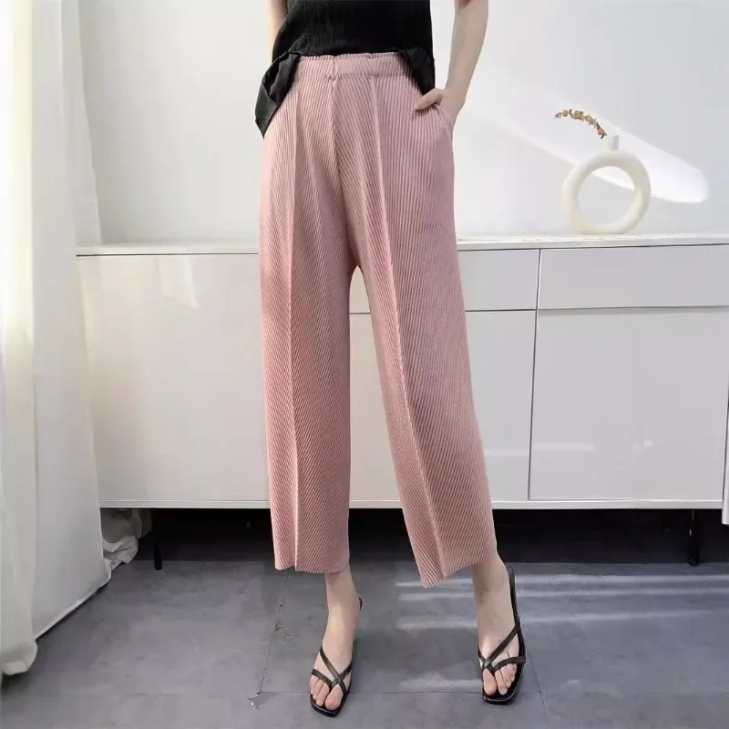 Miyake Pleated Harem Pants Loose Elastic Waist Small Foot Nine-minute Pants Fall and Winter New Comfortable and Versatile