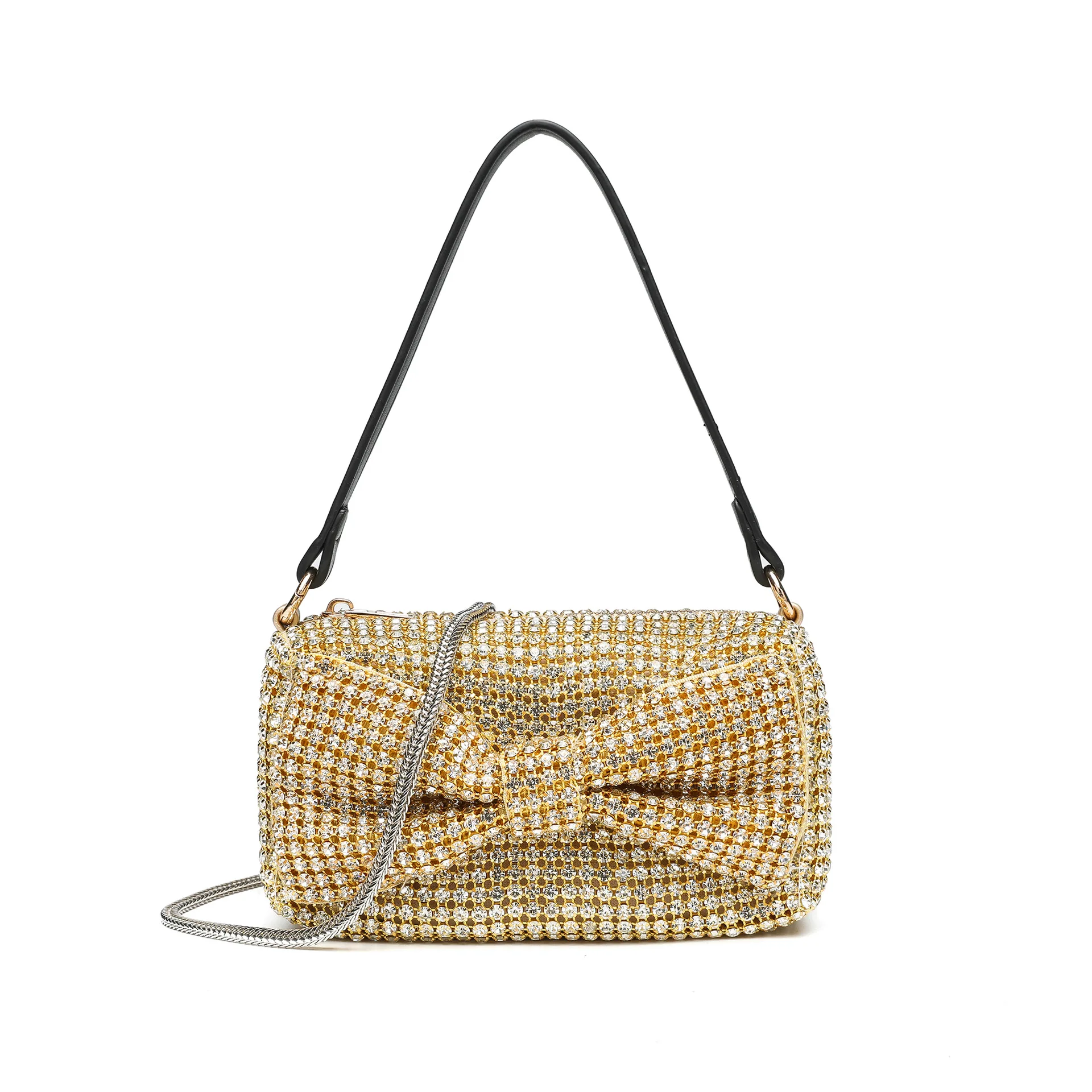 

Bow King Women's Diamond Rhinestone Dinner Bag Fashion One Shoulder Oblique Span Small Square Bag Pochette Elegante Da Cerimonia