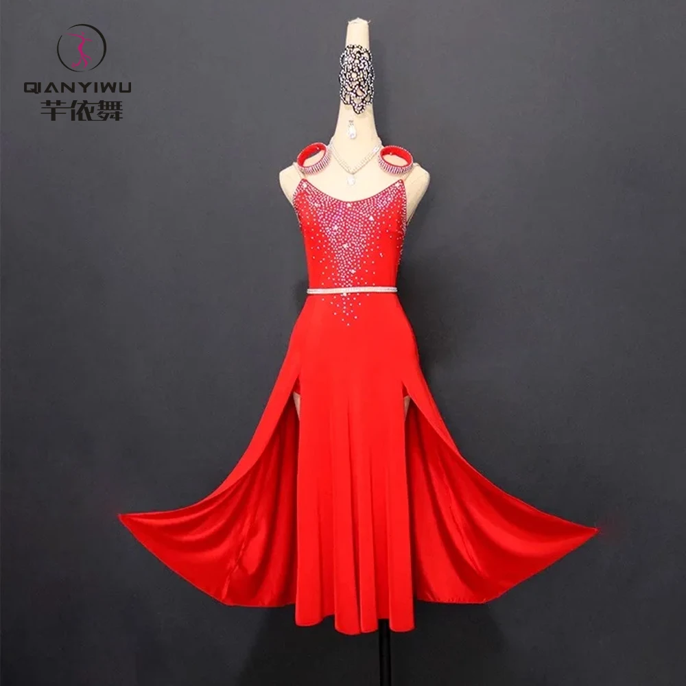 Latin Dance Costume Girls Party Prom Dress Women Dancewear Clothing Line Suit Stage Evening Female Outfit Skirt Stand Ball Rumba