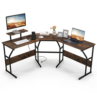 Desk L shape reversible corner desk with monitor stand and charging station corner table gaming computer table office table