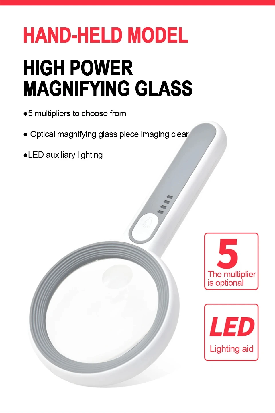 Wiederaufladbare Handlupe, 3 Beleuchtungsmodi, beleuchtete Lupe mit LED-Licht für Senioren, Lesereparatur – Detail 3