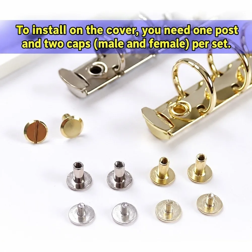 Detachable Loose Leaf Binder Ring Multi Sizes Multi Colors Loose Leaf Ring Screw Rivet Included Metal Material