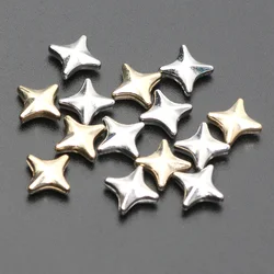 100pcs 10mm Four-pointed Star Silver/Gold Color Acrylic Spacer Beads For Making Necklace Pendant Bracelet DIY Jewelry Accessorie