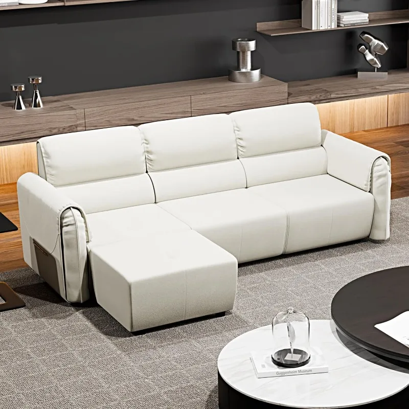 Modular Sectional Sofa Couch, 3 Seater L-Shaped Sofa with Ottoman, Microfiber Modern Couch with High Backrest, Lumbar Support