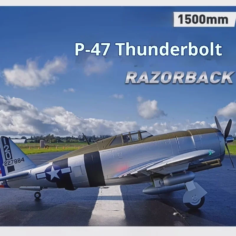 เครื่องบินจำลอง FMS 1500 มม. รุ่น P-47 สมัยสงครามโลกครั้งที่ 2 ของแท้ บังคับวิทยุ ปีกตรึง ใช้พลังงานไฟฟ้า