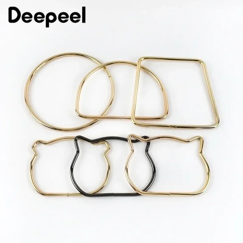 1/2Pc Round D-shaped Wooden Bag Handle Metal Ring Handbag Handles Replacement DIY Purse Luggage Handcrafted Accessories for Bags