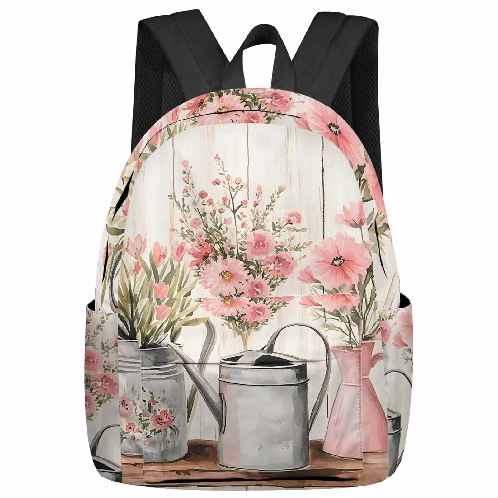 

Spring Pink Flower Backpack School Bags for Teenagers Students Laptop Bag Women's Casual Travel Backpack