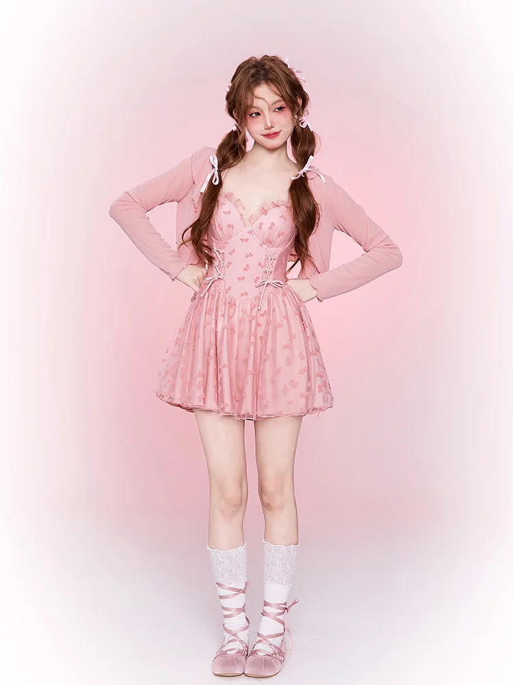 

Pink Bowtie One-Piece Swimsuit Conservative Skirt Style for Women Thermal Vacation New 2026 Mask Brand Leisure Swimwear