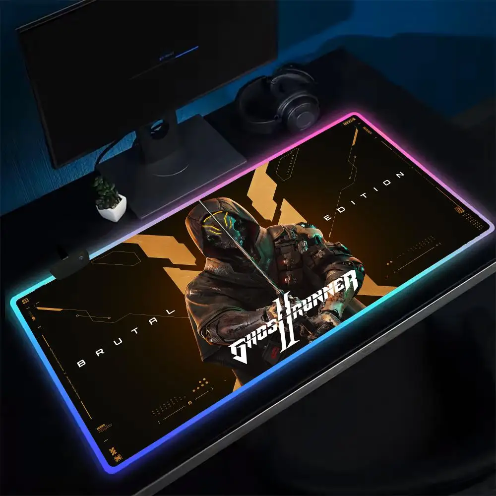 Alas Mouse Super Ghostrunner Alas Mouse Gaming Anime Alas Meja LED Alas Meja Karet Lampu Latar Desktop XXL RGB
