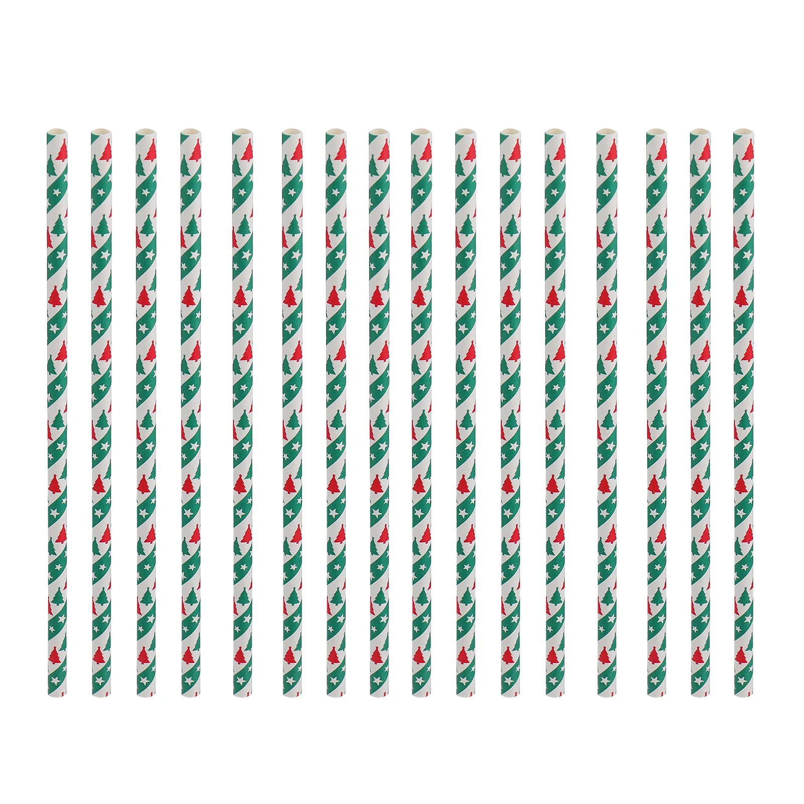 

50pcs Green Dots Pattern Paper Drinking Straws For Christmas Festival Kids Safe Use Bulk Disposable Straw Set