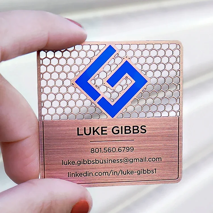 

Индивидуальная квадратная полая металлическая визитная карточка из нержавеющей стали с цветной печатью, персонализированная карта с логотипом, VIP-карта