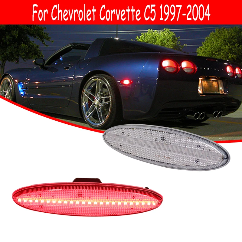 LED المصد الخلفي الجانب ماركر أضواء المؤشر لشروليه كورفيت C5 1997-2004 الحاجز مضيئة ضوء مصباح إيقاف السيارة القيادة الخفيفة #3