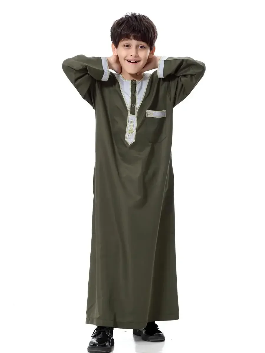 

Islamic Boys Jubba Thobe Thawb Muslim Mens Clothing Kaftan Abaya Prayer Children Robes Kids Islamic Arabic Middle East Dress