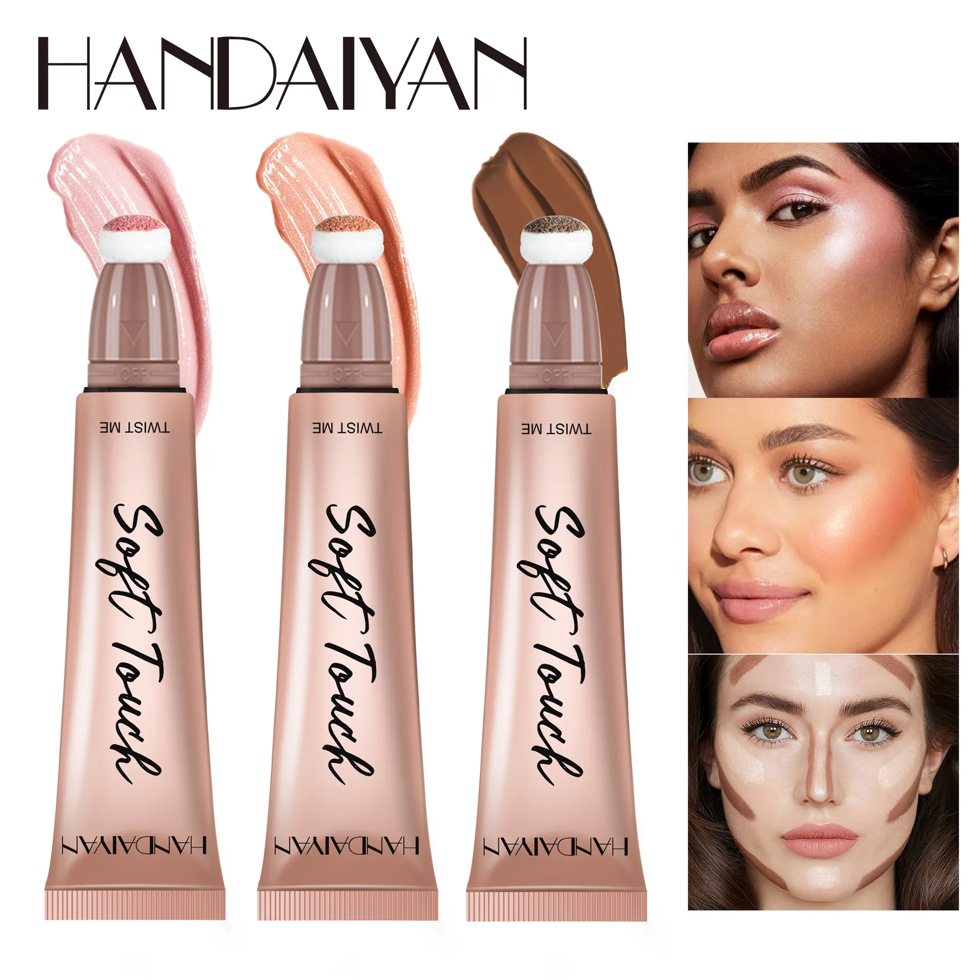 Blush Cream High Matte Natural Flush Brightening Liquid face shadow Stereoscopic blush stick