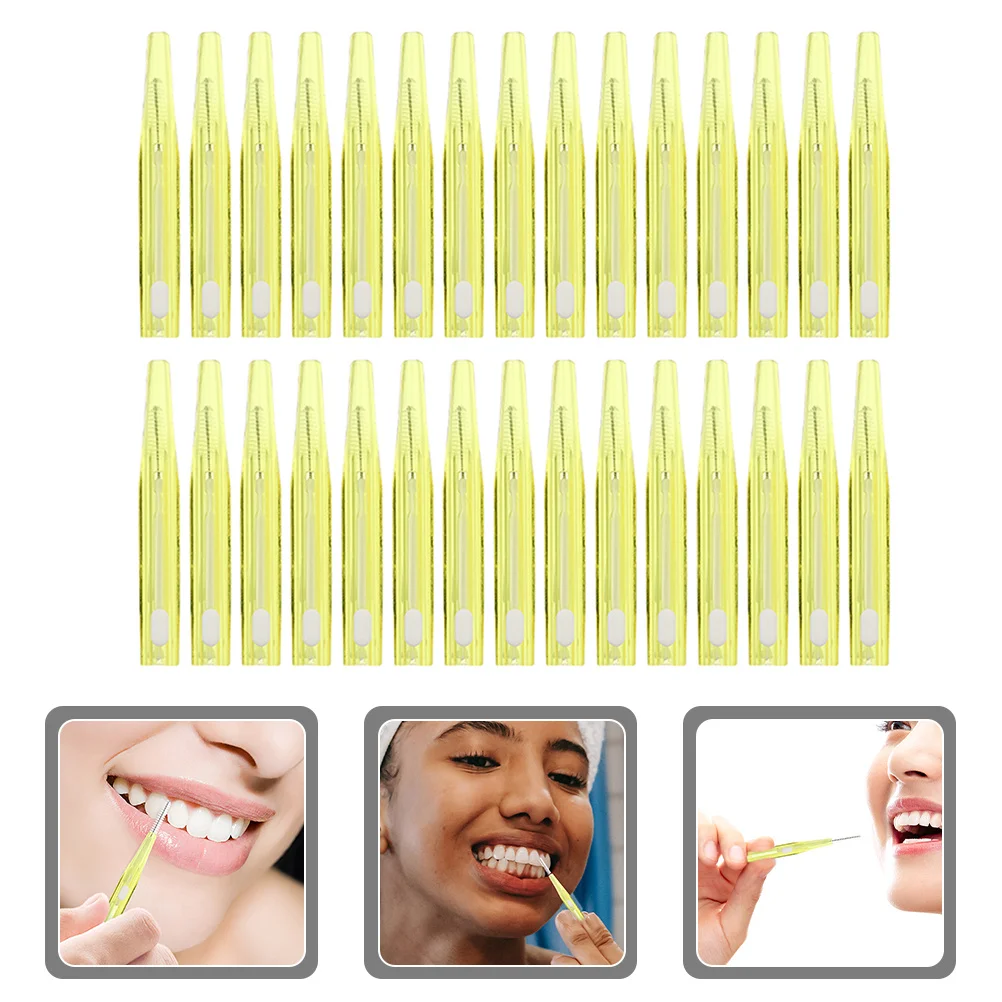 แปรงทำความสะอาดซอกฟัน 30 ชิ้น ขนาด 1.0-1.2 มม. สำหรับทำความสะอาดช่องว่างระหว่างฟัน เหมาะสำหรับผู้ใส่เหล็กดัดฟัน อุปกรณ์สุขอนามัยช่องปาก ดีไซน์น้ำหนักเบา