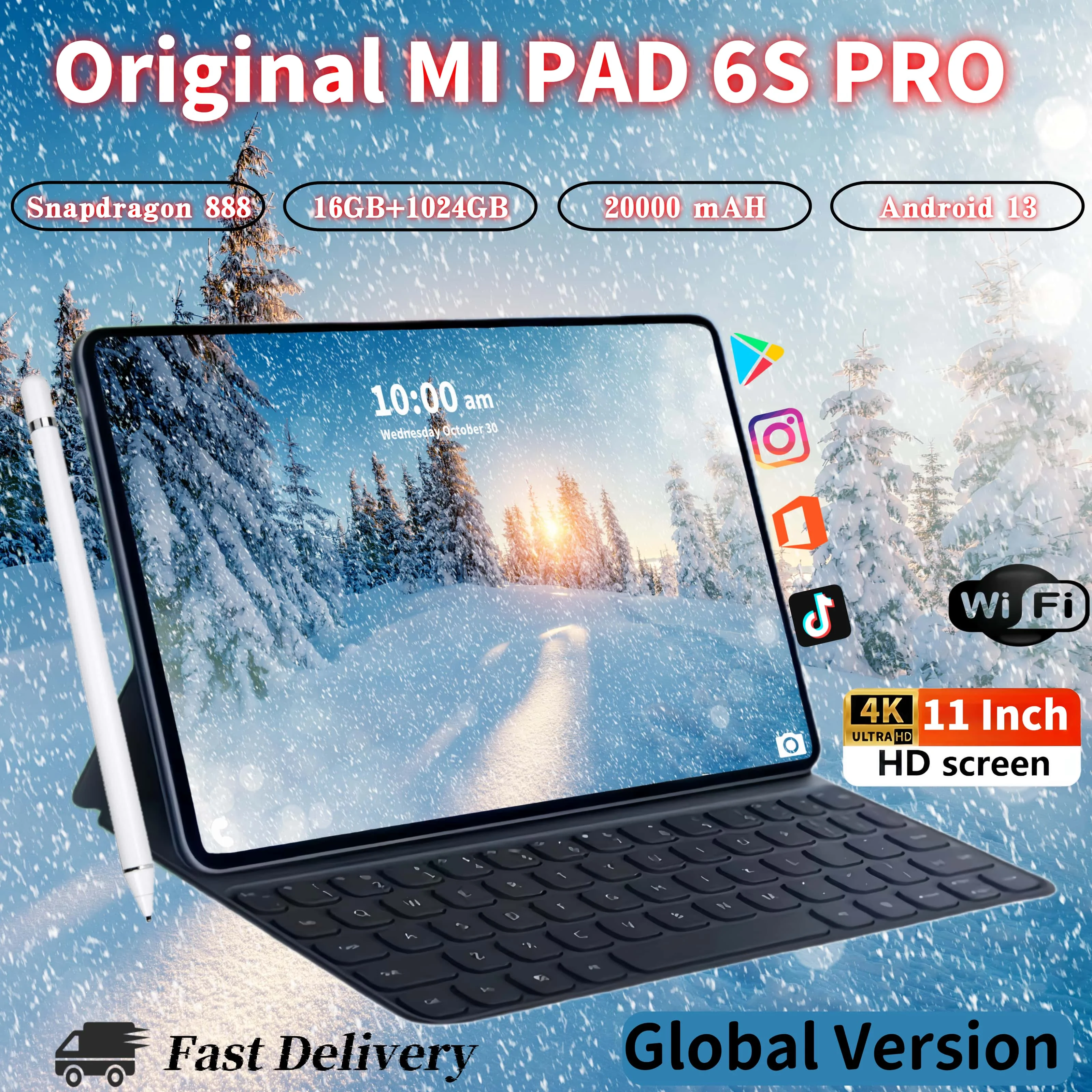 

2024 Original PAD 6S PRO Global Version 20000 mAh Android 13 Tablet 16GB+1024GB 11 Inch Snapdragon 888 5G Dual SIM MI Tablets PC