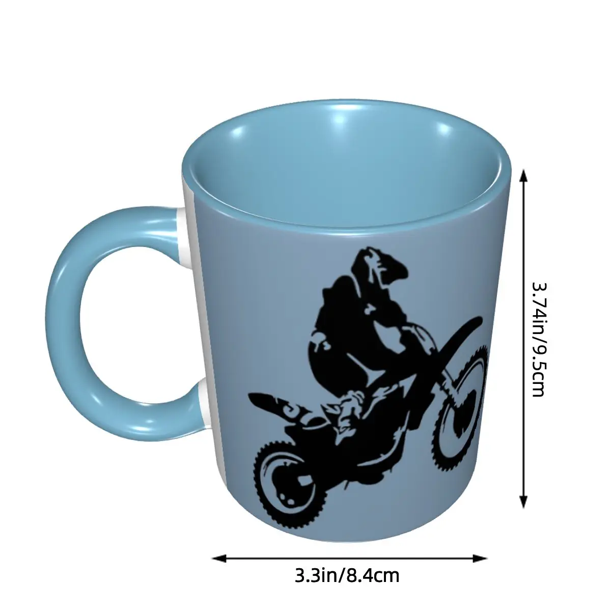 Moto X Dirt Bike Monotone Vector Art Mug Funny Ceramic Coffee Cups Tea Mugs Milk Cup Drinkware Gifts for Friends DIY Custom