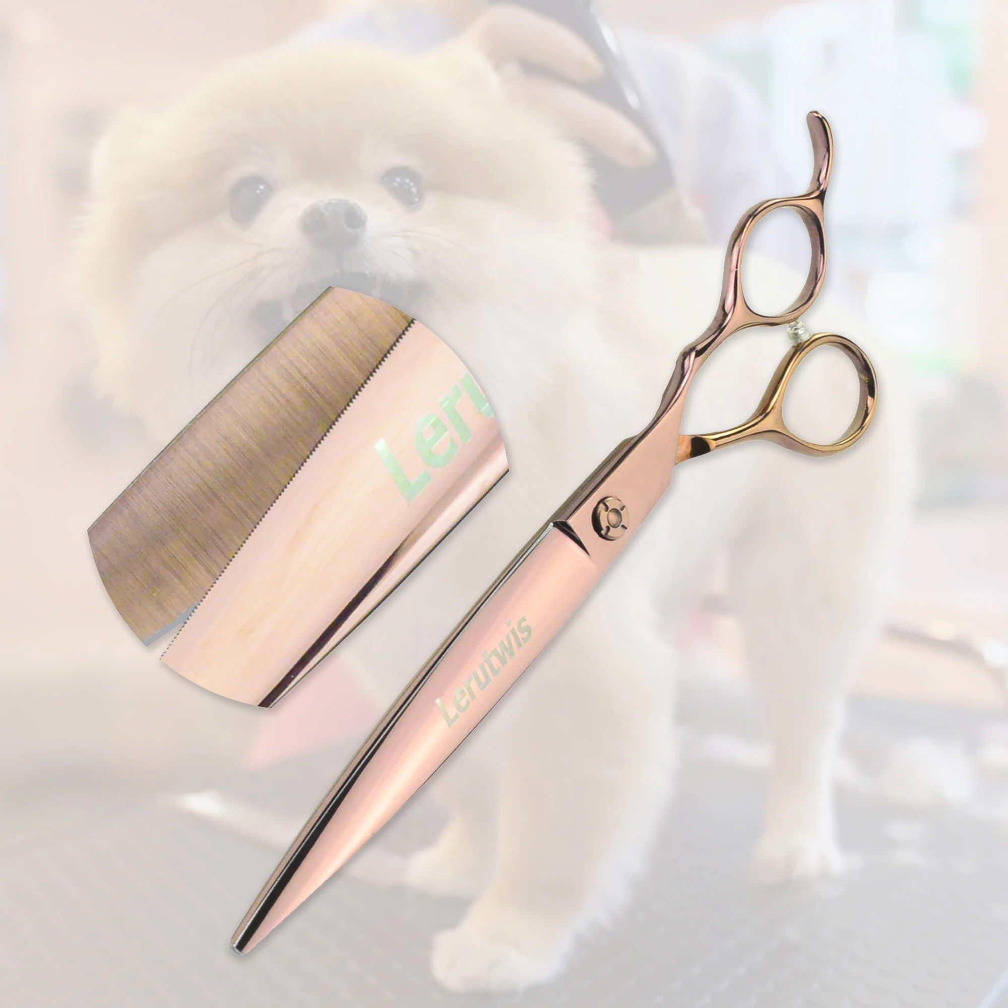 

7.5" Anti Slip Laser Wire With Small Teeth Professional Pet Cut Scissors Grooming Scissor Dog Hair Cutting Tools Animal Trimming