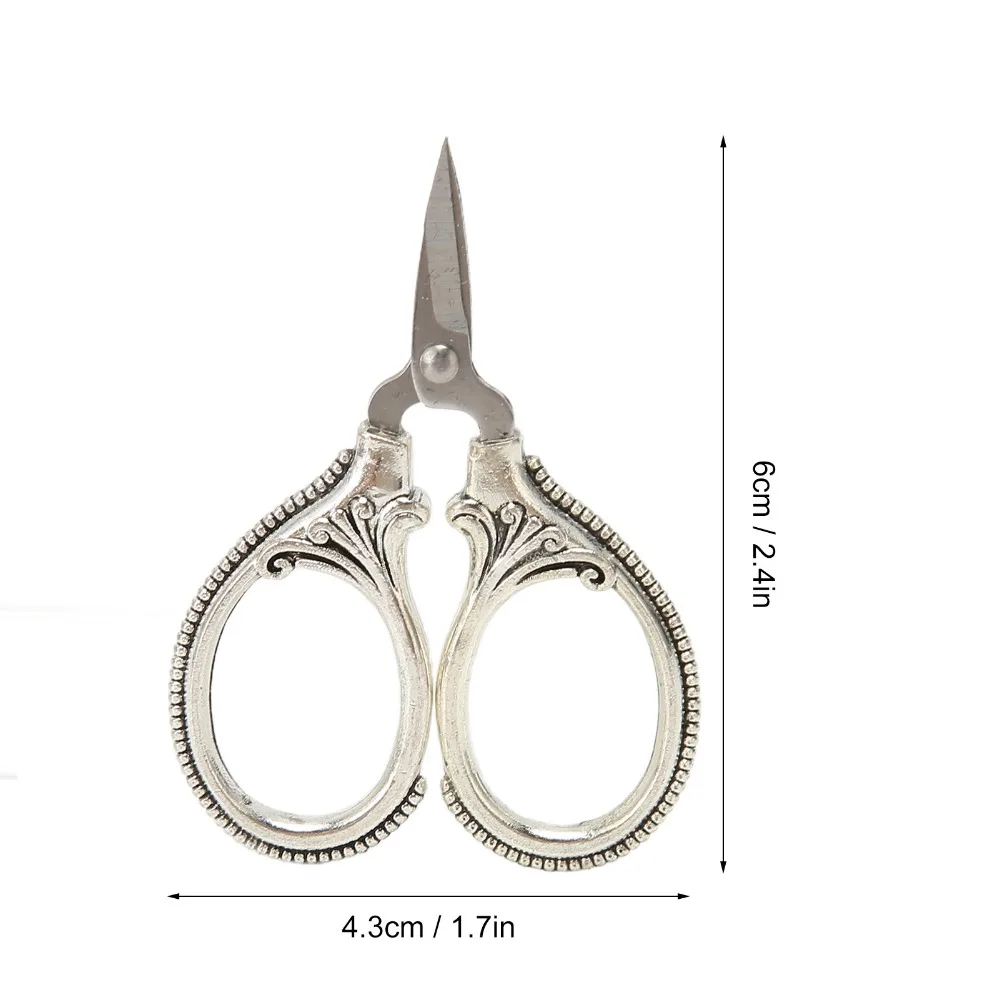 قليلا الفولاذ المقاوم للصدأ مقص التطريز العتيقة الفضة العتيقة النحاس الخياطة مقص عبر غرزة مقص قطع الورق #6