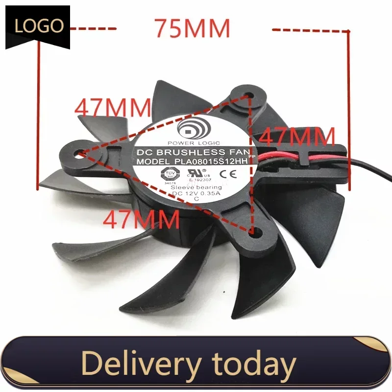 pa Power Logic PLA08015S12HH 12V 0.35A 47mm Hole Pitch 75MM Fan For XFX HD5750 Graphics Card Fan Blade PH2.0 2PIN