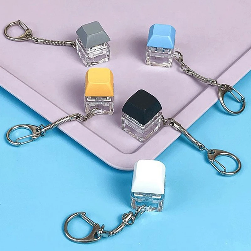 Click Button Fingertip Button Keychain ABS Trinket Mechanical Switch Keychain Without LED Light Funny Keyboard Key Cap Pendant