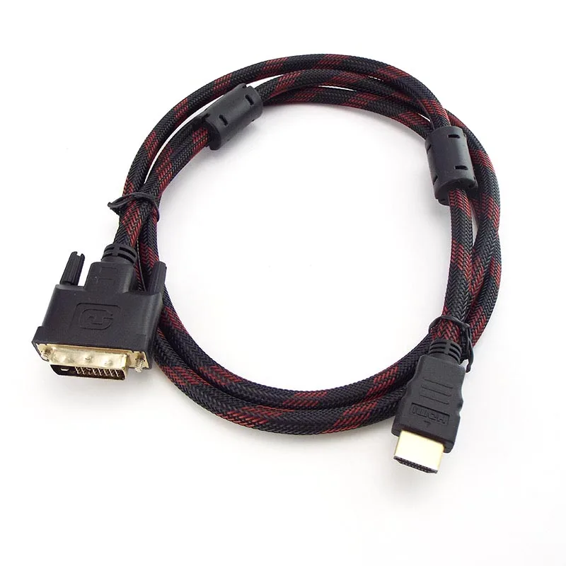 HDMI-compatible to DVI Cable DVI-D and DVI To DVI 24+1 Pin Plug Cable Gold Male-Male For Projector 1080P LCD DVD HDTV XBOX D1