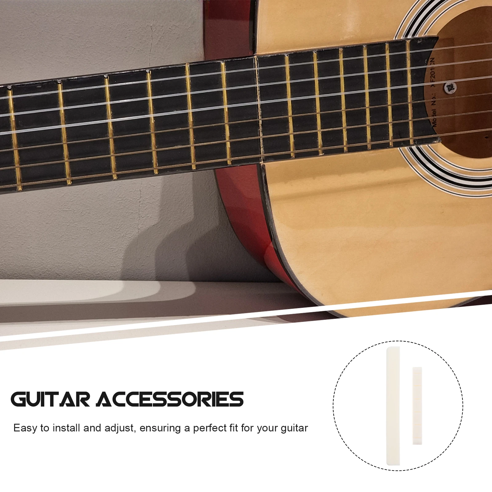 

3Pairs Ox Bone Acoustic Guitar Bridge Saddle Nut 6-String Guitar Accessories Replacement Bridge Parts String Instrument Parts