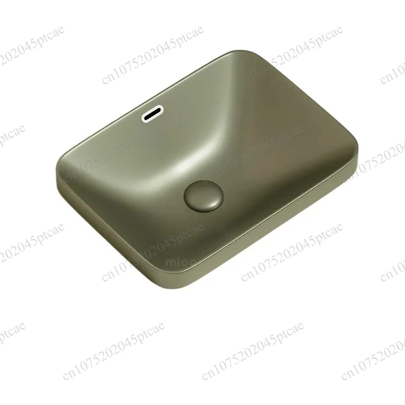 Vanity Basin for Washroom Countertop& Modern Lavabo Sink Vintage Style Metal Textured Semi-Recessed Bathroom Sink Square Ceramic