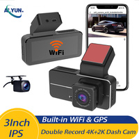 WIFI GPS 3.4 Inch Car DVR Dashcam HD 4K+2K Mini 2 Channel Front and Rear Dual Lens Black Box Car accessories