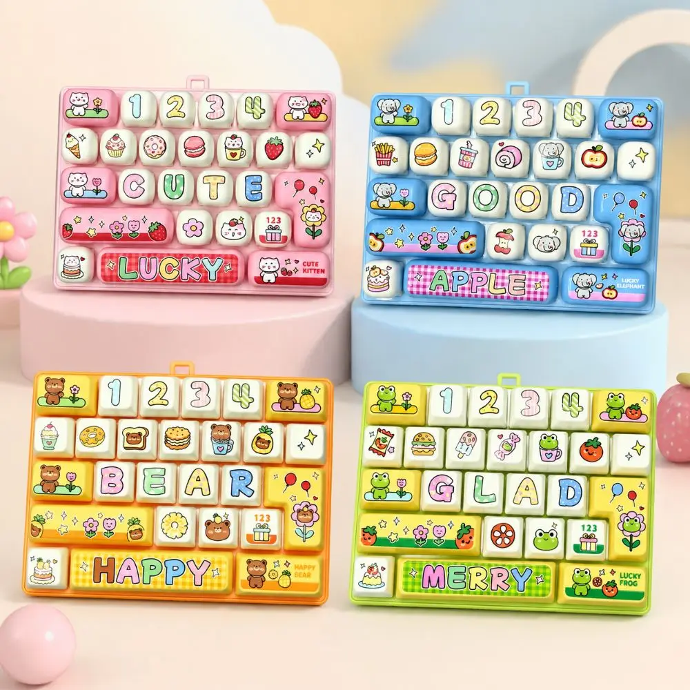 26 Keys Mechanical Keyboard Toy Clear Key Sounds Creative Stress Relief Fidget Toy Hangable Gift Toy Bag Pendant Charm