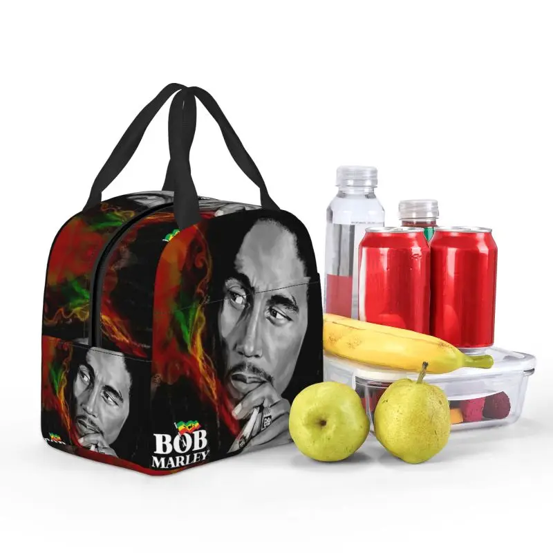 Jamaica Singer Reggae Rock Bob Marley Insulated Lunch Bag for Women Resuable Cooler Thermal Lunch Tote Beach Camping Travel