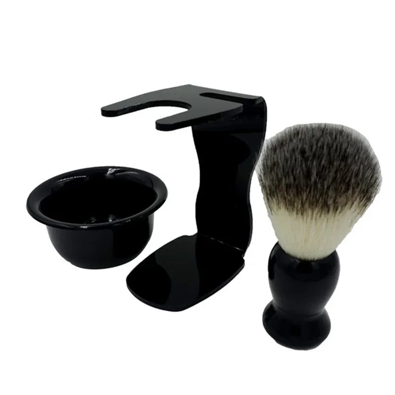 Beard Shaving Brush Comes with Bracket Soft Bristles Hair Salon Barber Soap Foam Shave Barbers Men Facial Cleaning Tool