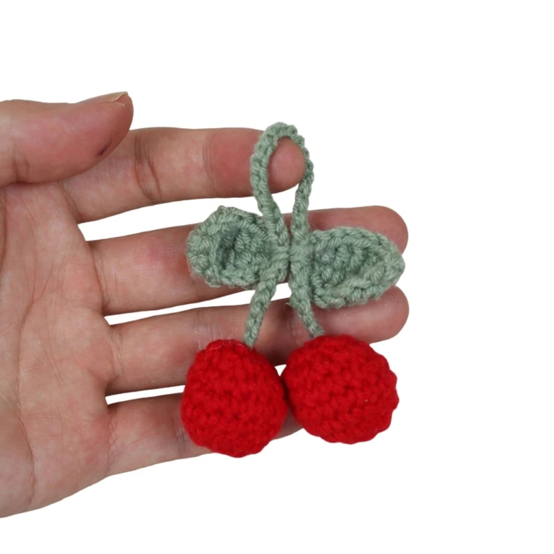 

Crochet Cherry Key Ring Comfortable Fruit Pendant Keychain Handmade Bag and Phone Accessory for Fashion Lovers