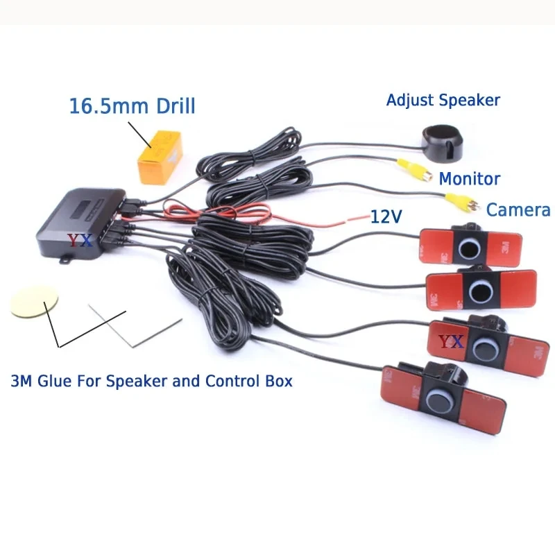 Car Parking Sensor 16.5mm With Auto Rearview Camera Vechile Recoil Blind Spot Detection System Parktronic Electronic Accessories