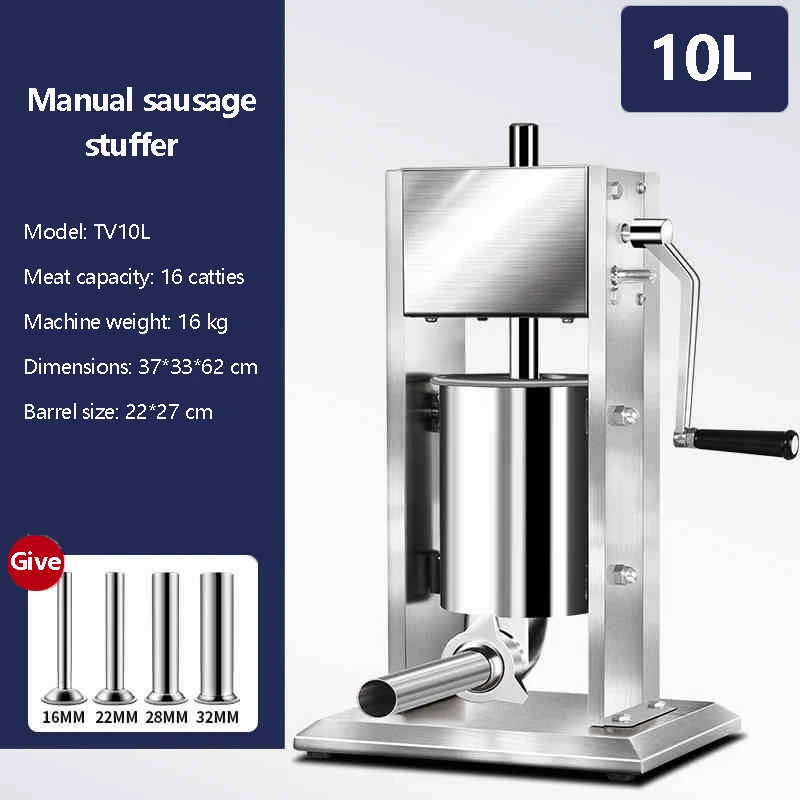 

10L Manual Sausage Stuffer Stainless Steel Sausage Maker Commercial Home Sausage Filling Machine Sausage Filler Meat Tool