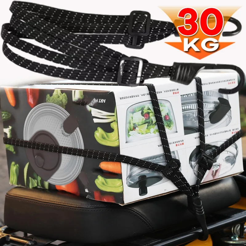 

Выдвижная эластичная веревка для багажа, фиксированный ремень, светоотражающий многофункциональный 60/90 см, ремни для мотоциклетного шлема, крючок