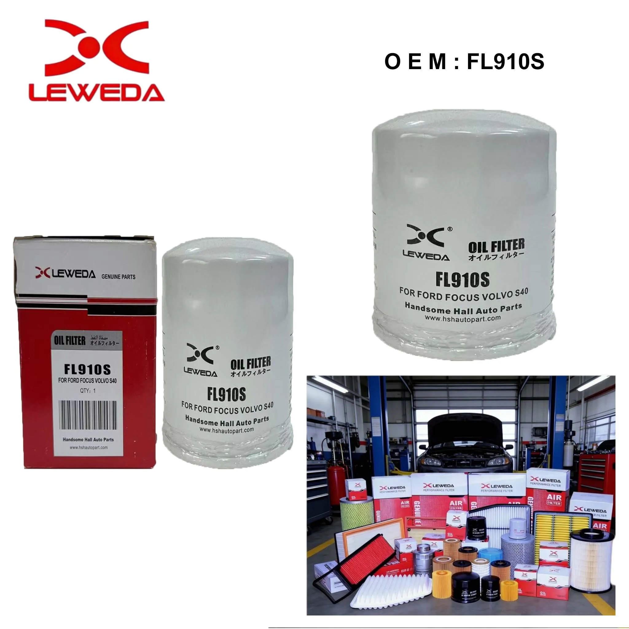 Filtro de aceite de motor LEWEDA FL910S para Ford Focus 1.0L EcoBoost 2012-2018 Mondeo 2.0L Duratec Reemplaza OE FL2131 BE8Z6731AB