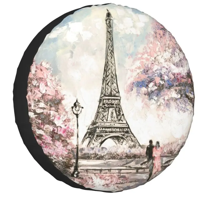 Paris Eiffel Tower Spare Tire Cover for Prado Pajero Wrangler Jeep RV SUV 4WD 4x4 Romantic Car Wheel Covers 14