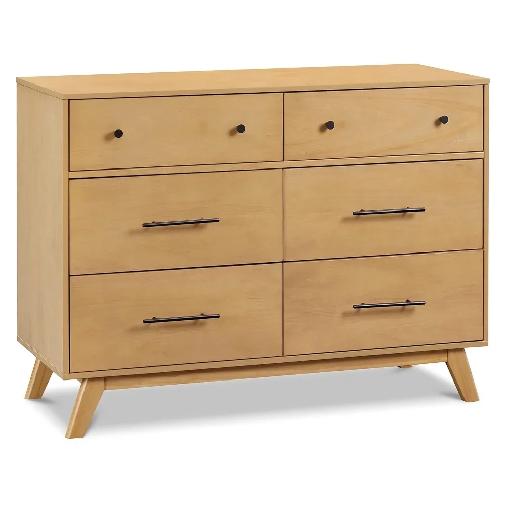 6-Drawer Double Dresser in Honey, bedroom furniture